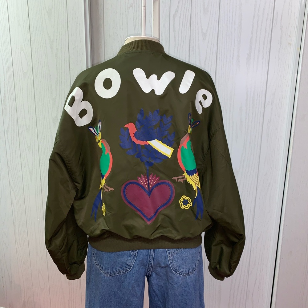 Vintage BOWIE BOMBER JACKET SILK SCREENED L - Picture 2 of 11